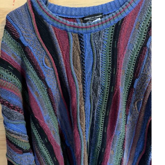 VTG Men's Franco Dante Coogi Style Sweater 2x Textured Knit Striped - Picture 2 of 3